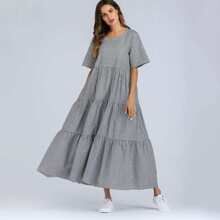 Tiered Gingham Maxi Dress | SHEIN