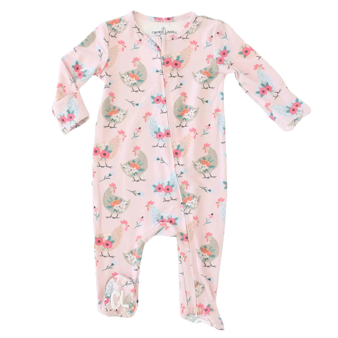 Pink Chicken Zipper Footie | Caden Lane