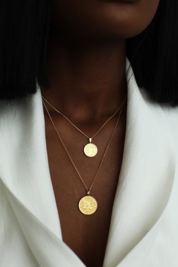 THE DOUBLE Up Coin Necklace Stack in Gold Vermeil | Etsy (UK)