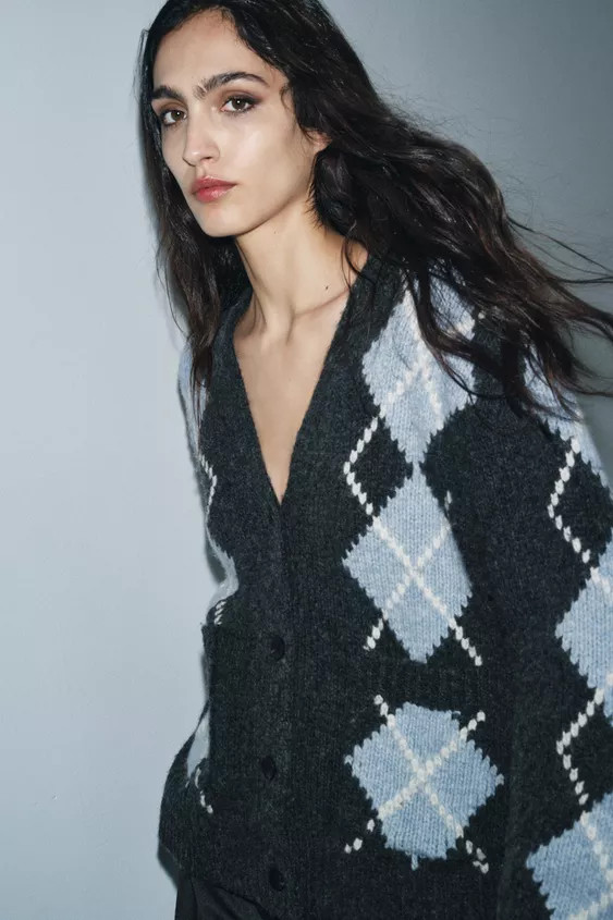 100% WOOL ARGYLE CARDIGAN | Zara UK