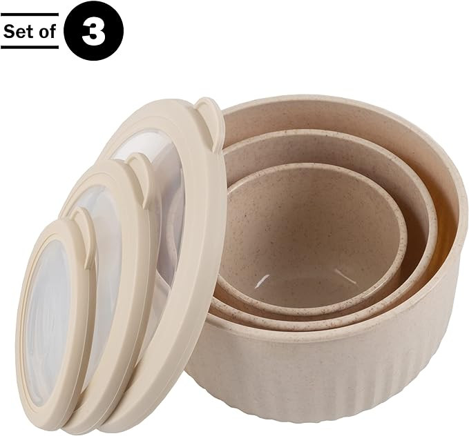 Classic Cuisine Set of 3 Bowls with Lids - Microwave, Freezer, and Fridge Safe Nesting Mixing Bow... | Amazon (US)