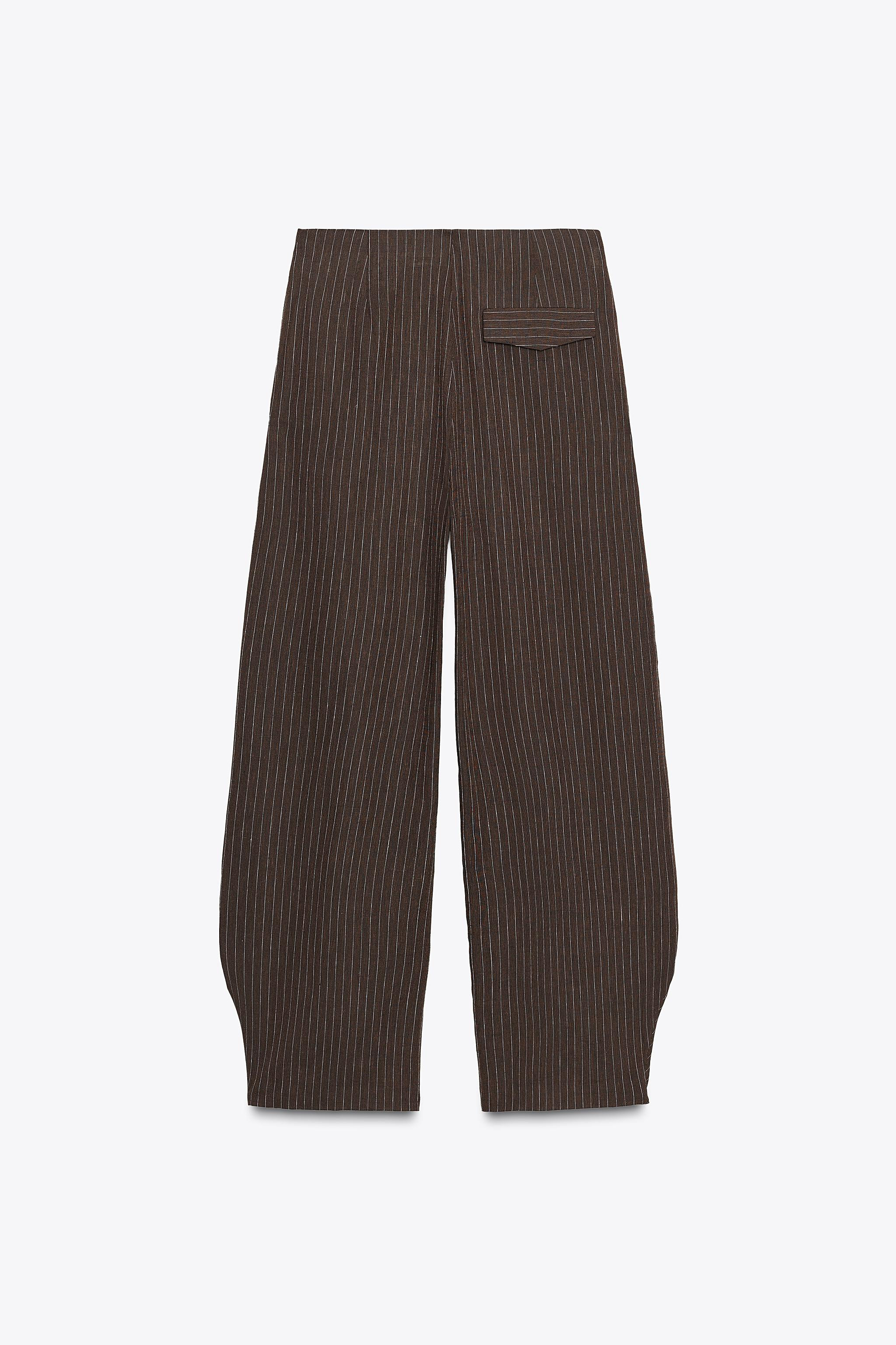 BALLONHOSE MIT STREIFEN AUS LEINENMIX ZW COLLECTION | Zara DE