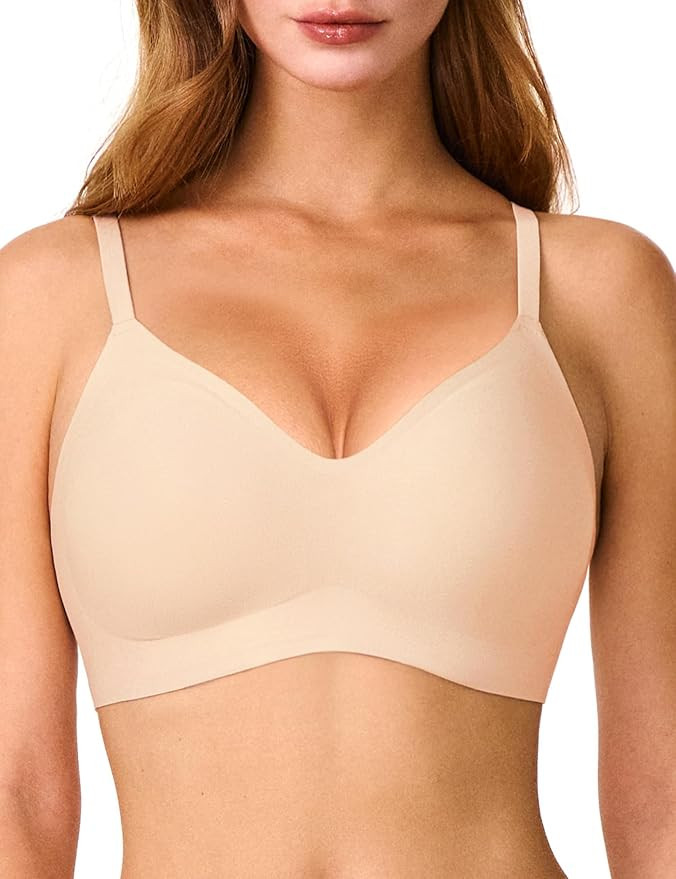 Bras for Women, No Underwire Full Coverage V Plunge Bra Wireless Seamless Comfort Bralette T-Shir... | Amazon (US)