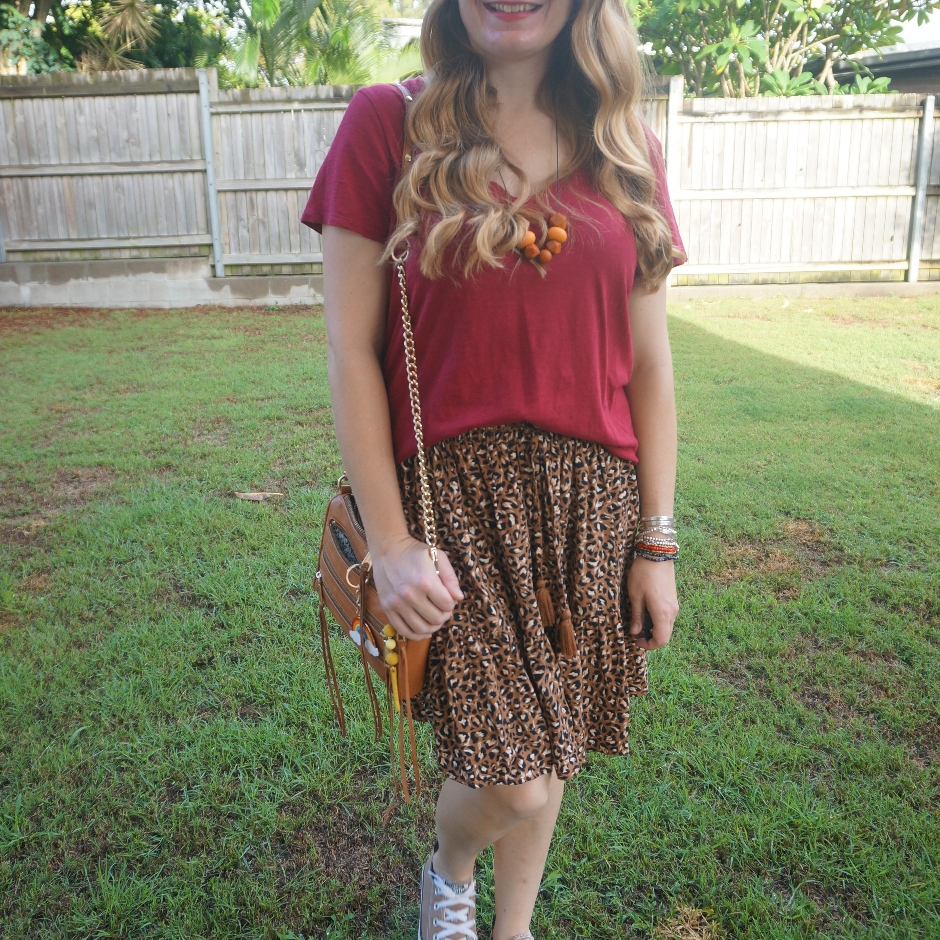 Burgundy tee with Target animal print skirt, Converse and Rebecca Minkoff mini 5-zip bag ❤️

#LTKbag #LTKaustralia #LTKautumn