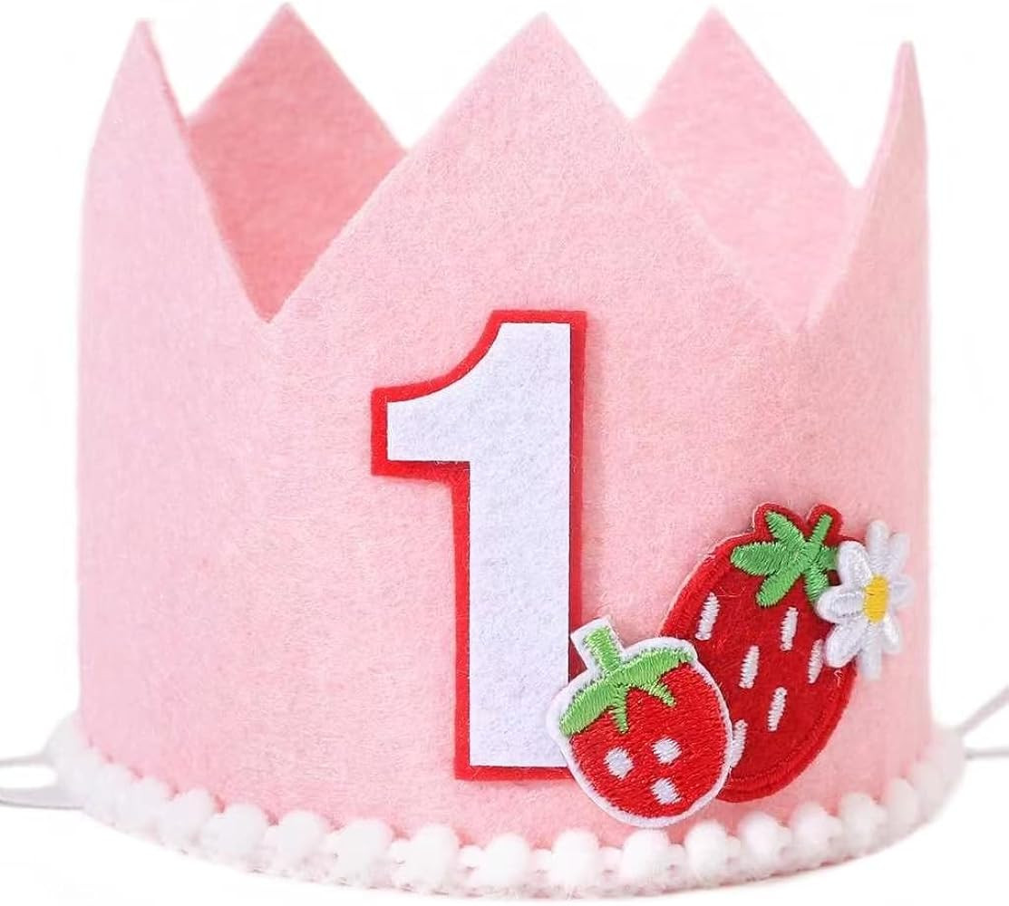 Strawberry 1st Birthday Crown for Girls - Sweet Berry First Birthday Decoration, Photo Props | Amazon (US)