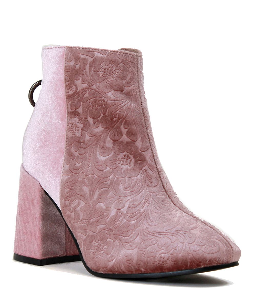 ARider Girl Women's Casual boots DUSTY - Dusty Pink Bogie Velvet Bootie - Women | Zulily