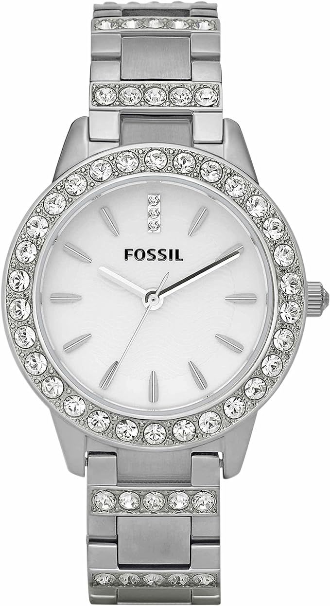 Fossil Jesse Women's Watch with Crystal Accents and Self-Adjustable Stainless Steel Bracelet Band | Amazon (US)