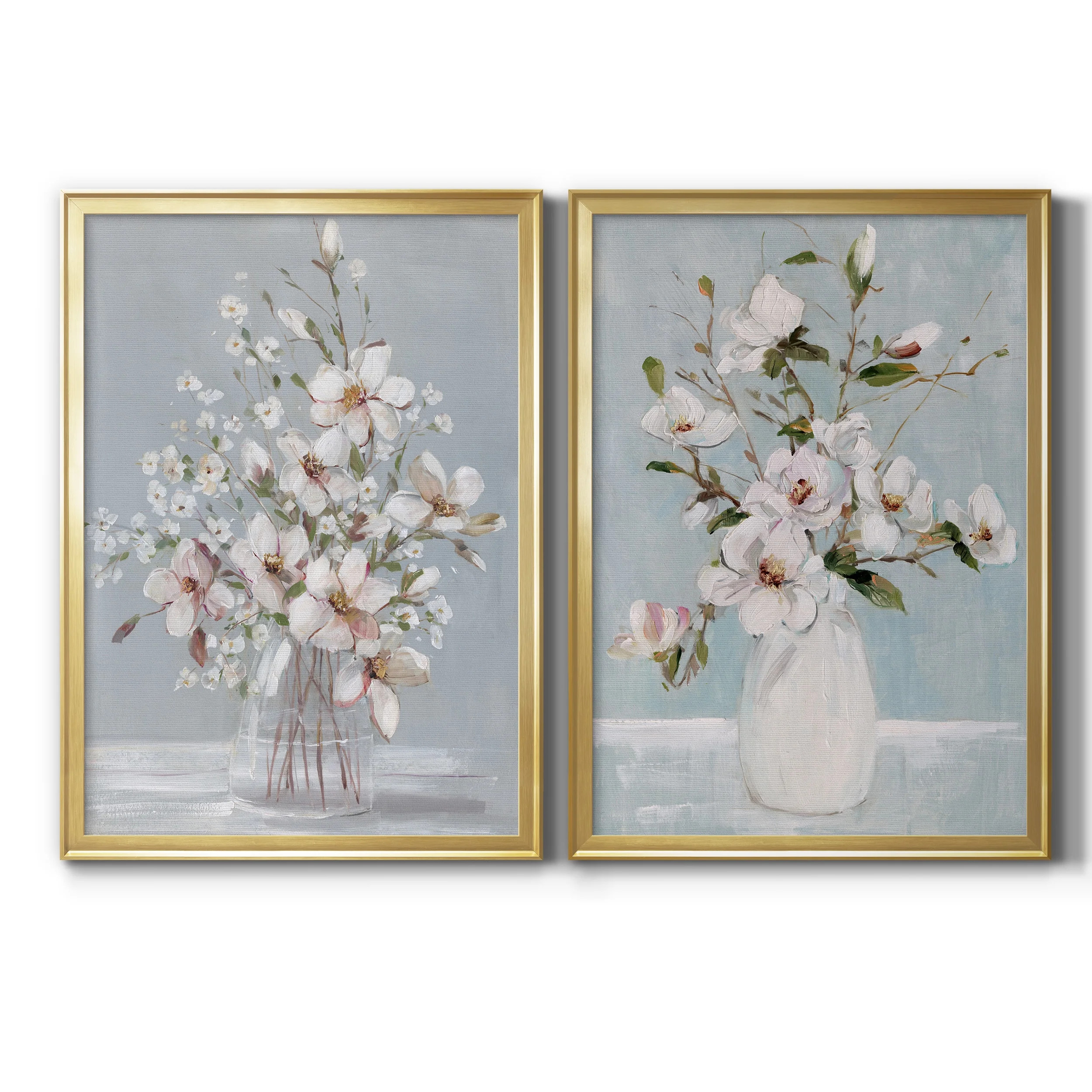 2 Piece Set Magnolia Romance Premium Framed Canvas - Ready to Hang - 26.5 x 36.5 Each - Gold Fram... | Walmart (US)