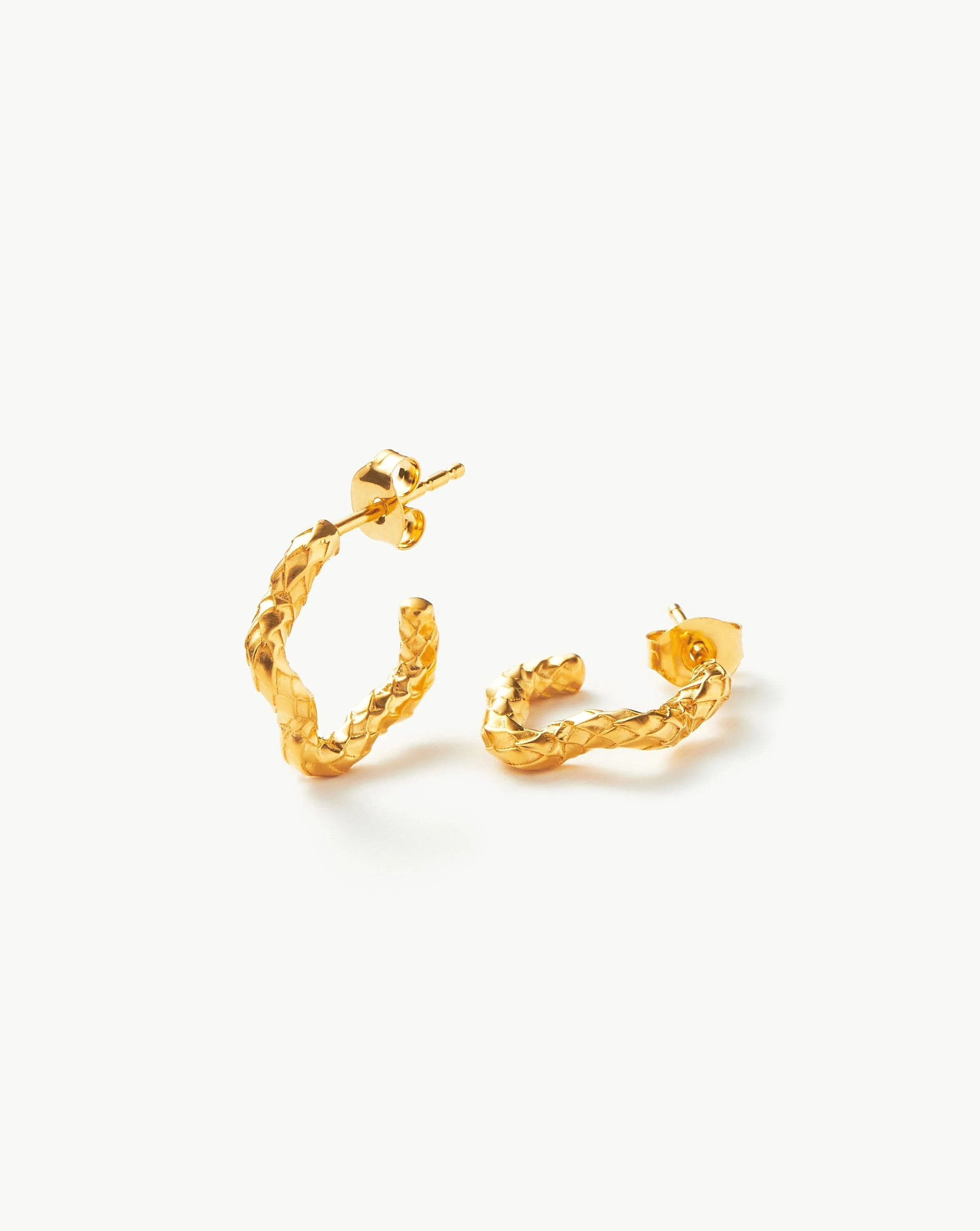 Serpent Textured Squiggle Hoop Earrings | 18ct Gold Plated Vermeil | Missoma UK
