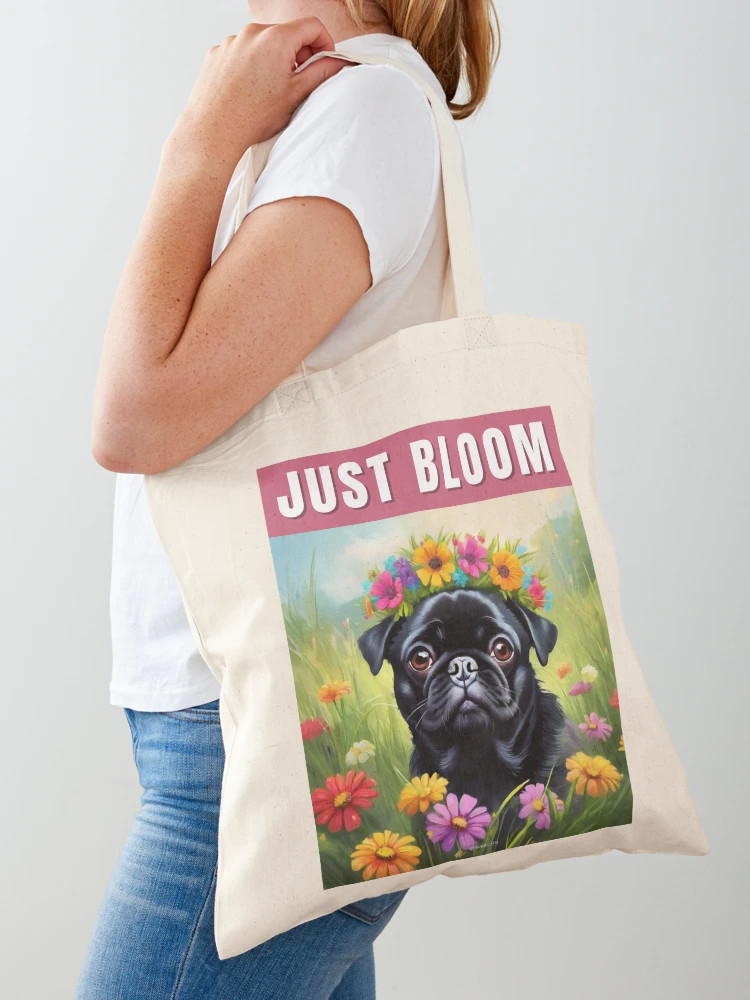 Spring Black Pug - Just Bloom Tote Bag | Redbubble (US)
