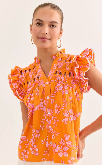Orange Floral Flutter Sleeve Top by THML 

 #LTKootd #LTKmomlife #LTKTravel