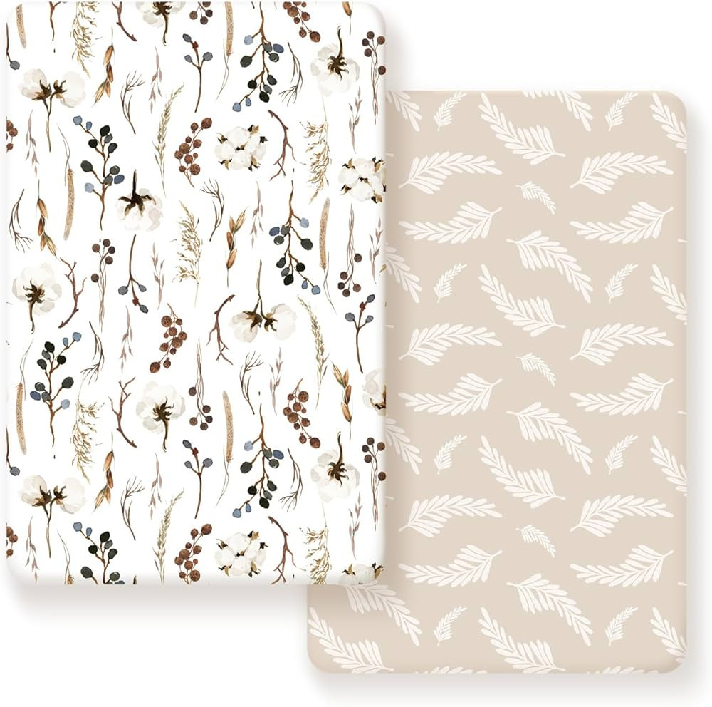 Stretch Ultra Soft Jersey Knit Fitted Pack n Play Sheets Set 2 Pack, Fit Portable/Mini Cribs Shee... | Amazon (US)