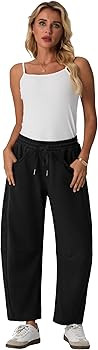Lepunuo Barrel Sweatpants Women Casual Baggy Elastic Waisted Pants Wide Leg Gym Trousers with Poc... | Amazon (US)