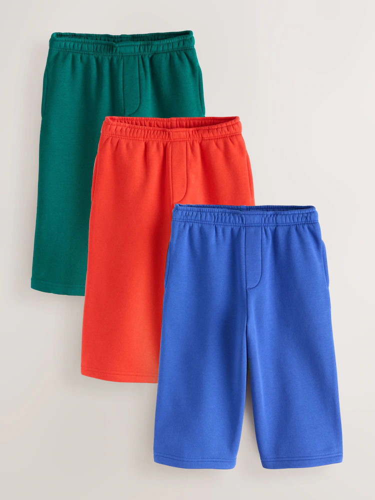 Red/Green/Blue Wide Joggers 3 Pack (3mths-7yrs) | Next EU