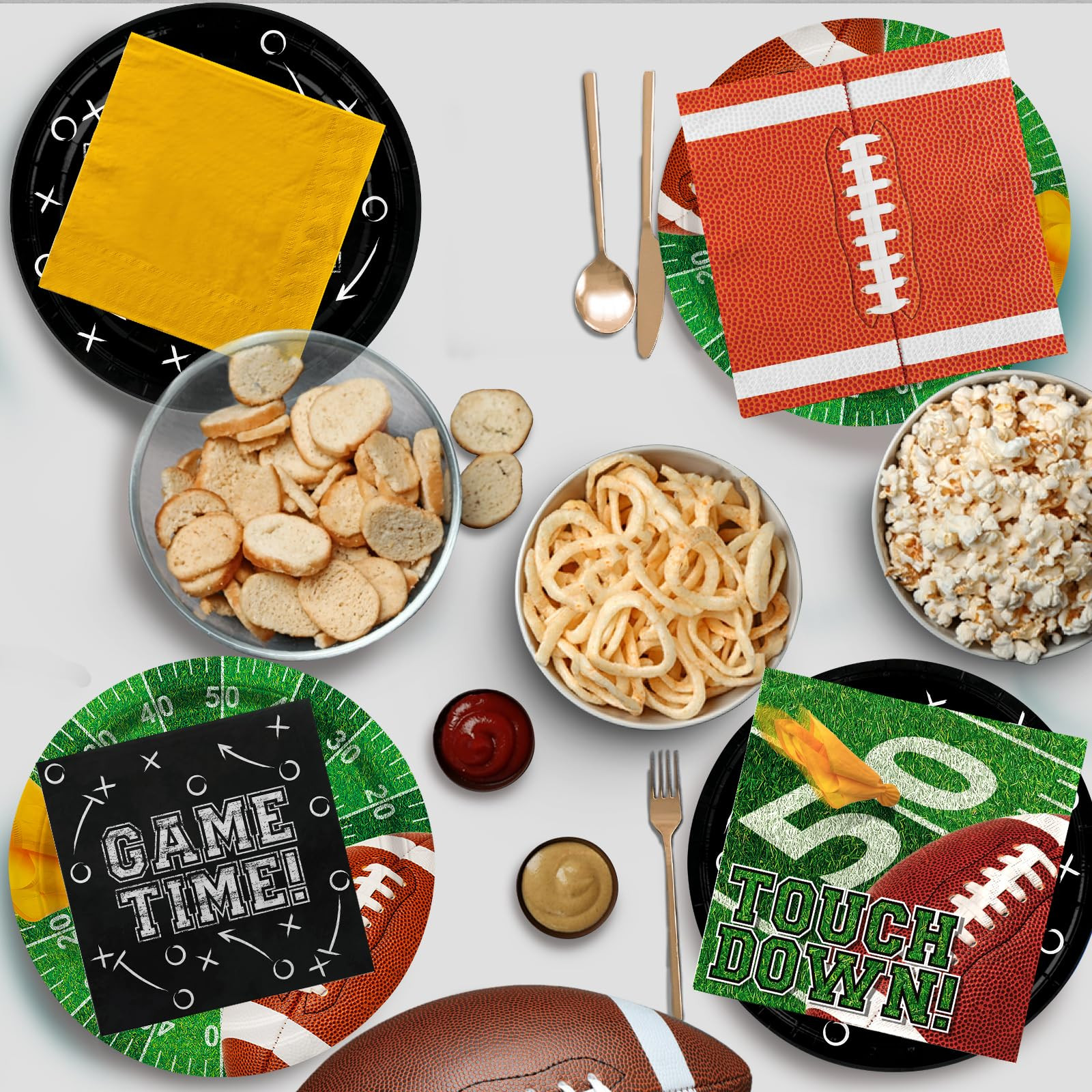 Football Party Supplies Kit for 48 Guests - Includes Large 12.5in Plates, Dessert Plates and Napk... | Amazon (US)