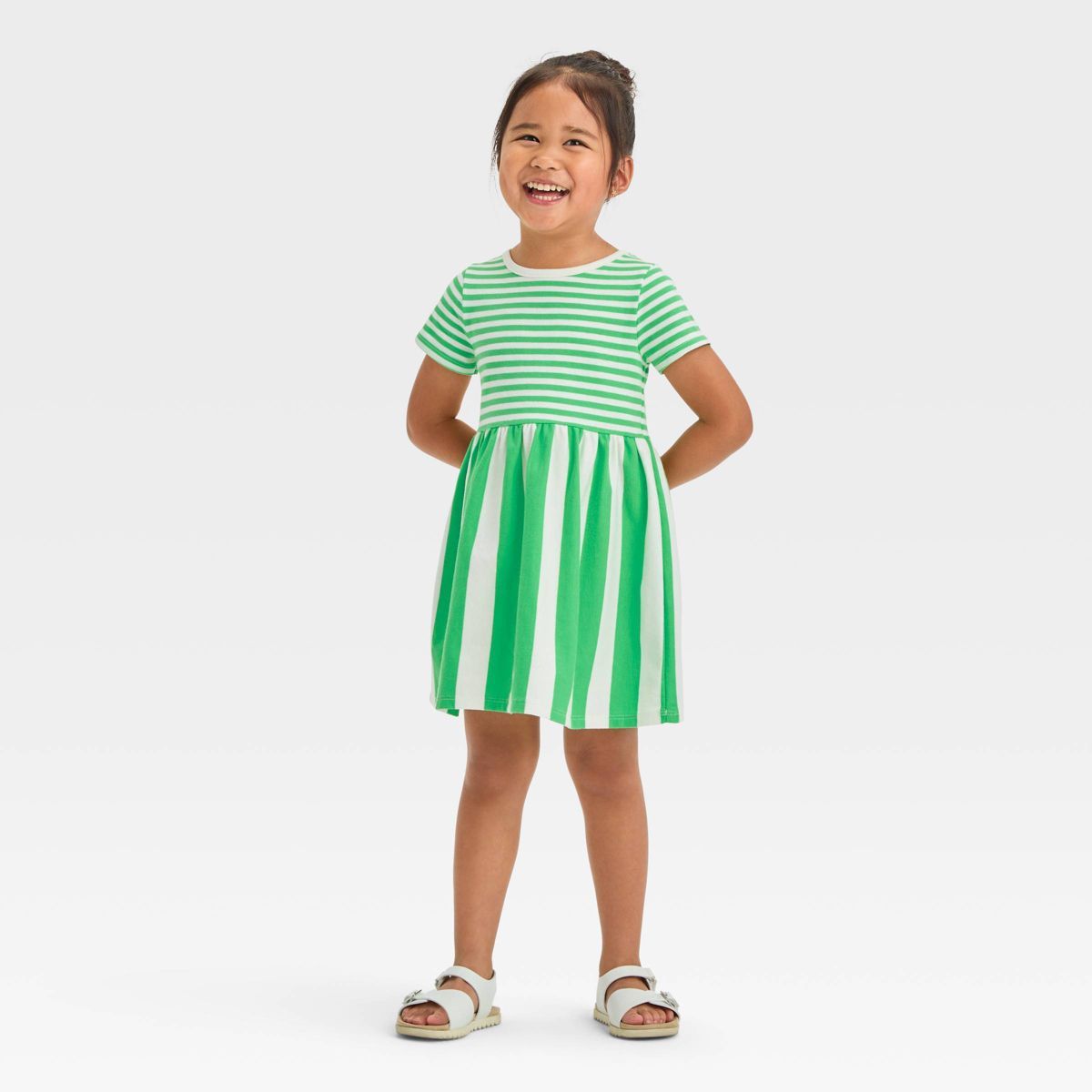 Toddler Girls' St. Patrick's Day Striped Dress - Cat & Jack™ Green | Target