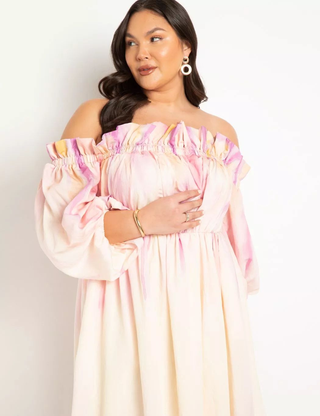 Off The Shoulder Ruffle Dress | Eloquii