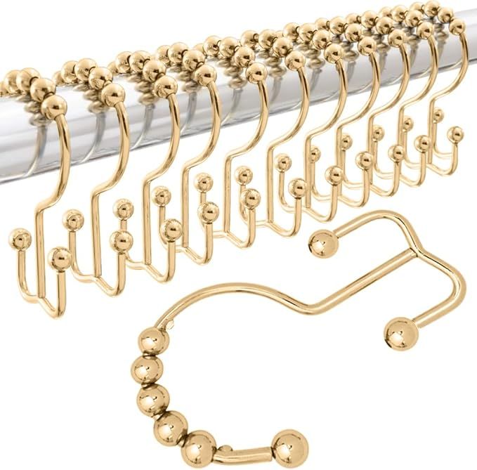 Gorilla Grip Shower Curtain Hooks, Stainless Steel Rust Resistant Easy Install Rings Set of 12, D... | Amazon (US)