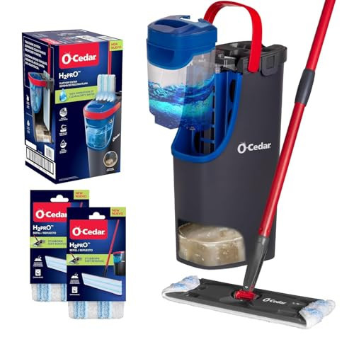 O-Cedar H2prO Flat Mop System with 2 Mop Head Refills | Quick Cleaning Tool | Clean with Clean Water | Machine Washable Reusable Microfiber Mop Pad | Safe on Wood Floors, Vinyl,Tile, Baseboards, Walls | Amazon (US)