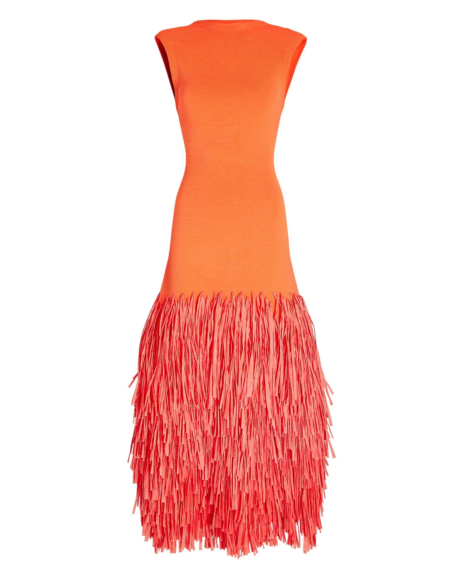 Rushes Fringed Knit Midi Dress | INTERMIX