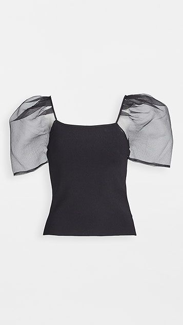 Organza Puff Sleeve Knit Top | Shopbop