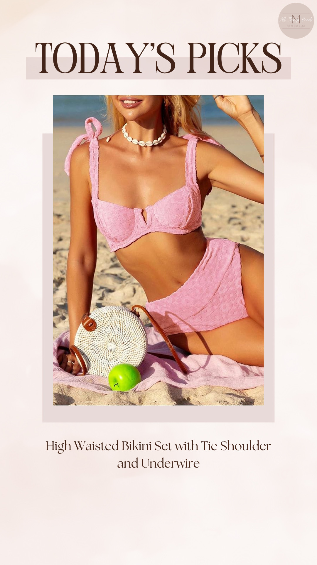 High Waisted Bikini Set with Tie Shoulder and Underwire 

 #LTKootd #LTKSwim #LTKTravel