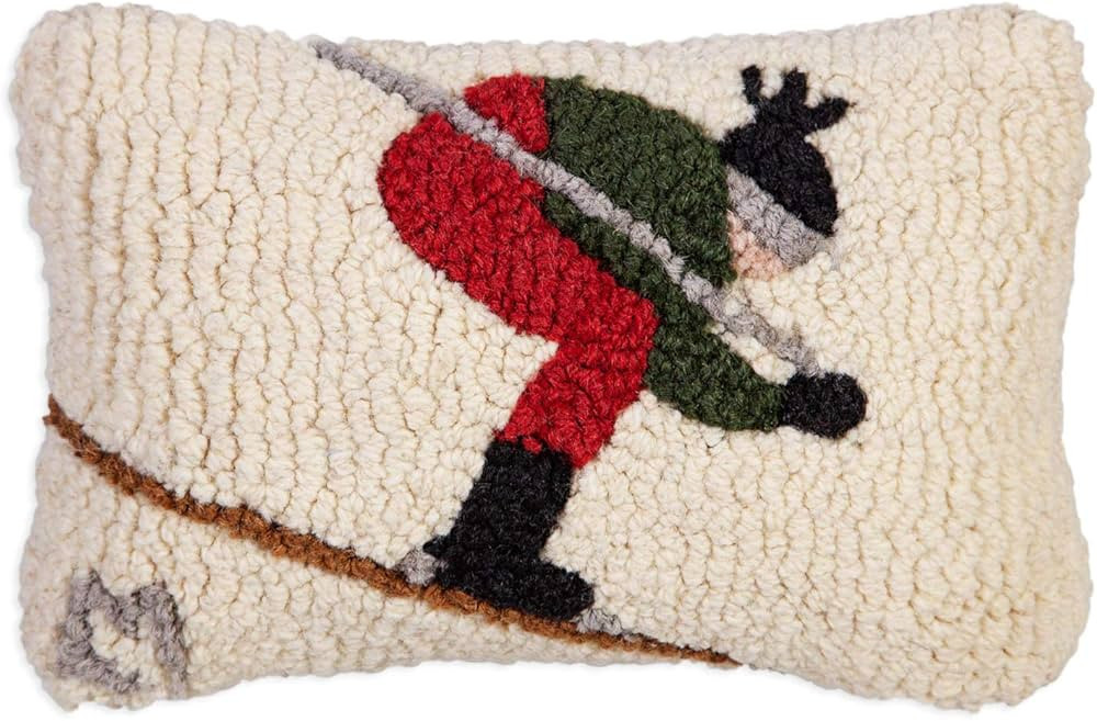Artist-Designed Downhill Skier Hand-Hooked Wool Decorative Throw Pillow - Ski Pillow for Couches ... | Amazon (US)
