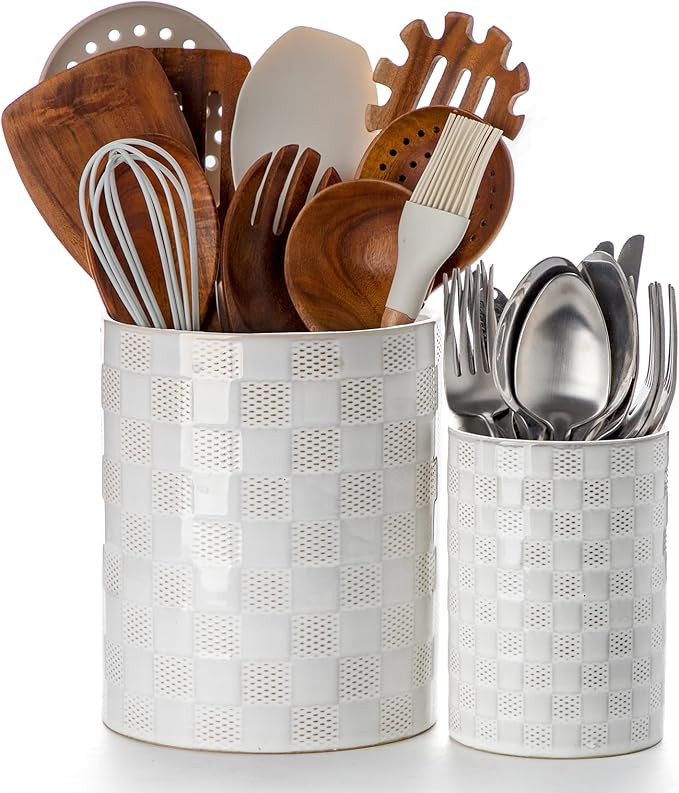 Nucookery Utensil Holder, Extra Large Ceramic Utensil Crock for Kitchen Counter, Stable Spatula &... | Amazon (US)