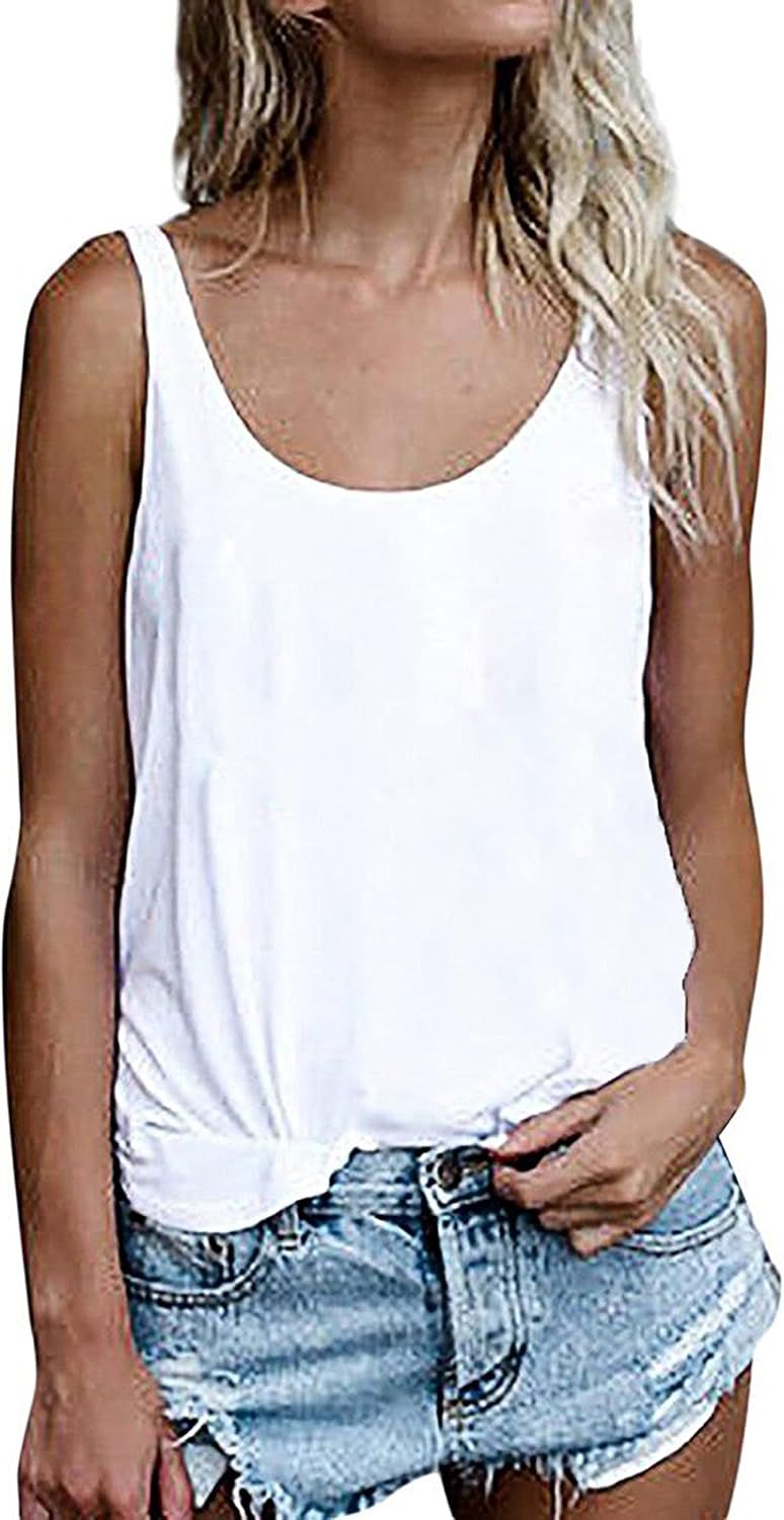 OMSJ Women Shirts Sleeveless Summer Tunic Loose Fit Tank Tops at Amazon Women’s Clothing store | Amazon (US)