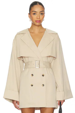 Victoria Mini Trench Dress in Khaki | Revolve Clothing (Global)
