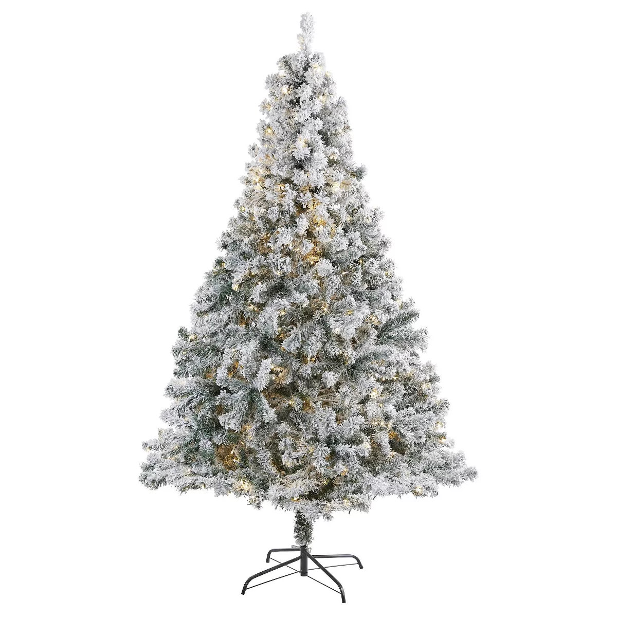 Nearly Natural 7' Pre-Lit LED Flocked Rock Springs Spruce Artificial Christmas Tree Clear Lights:... | Target