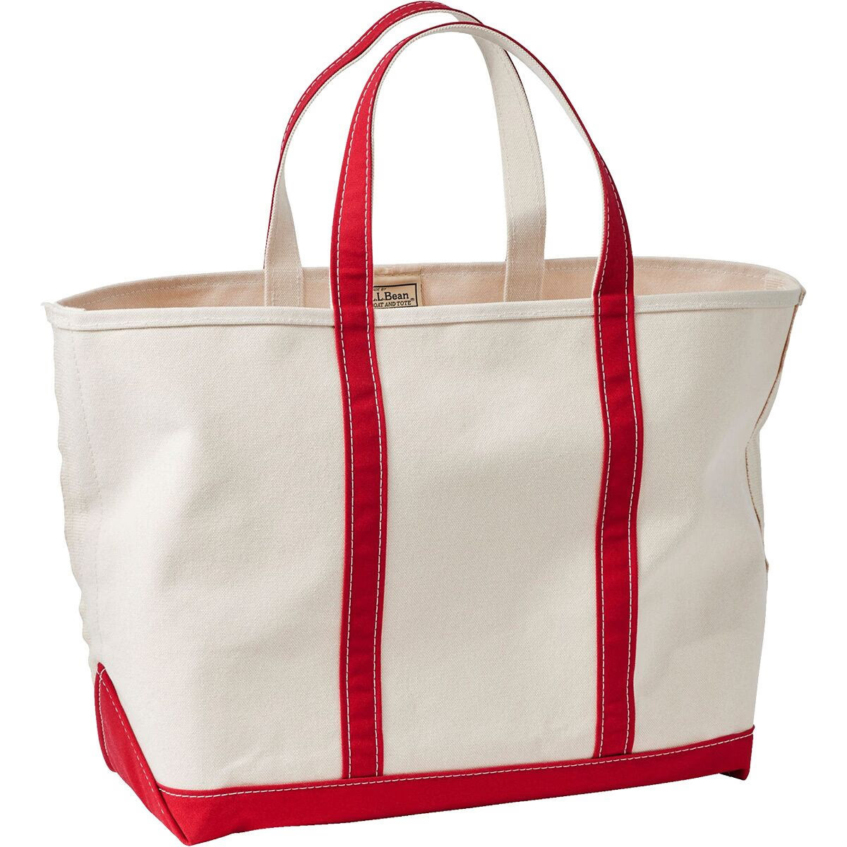 L.L.Bean Boat And Tote Large Open-Top Tote Bag Red Trim, One Size | Backcountry