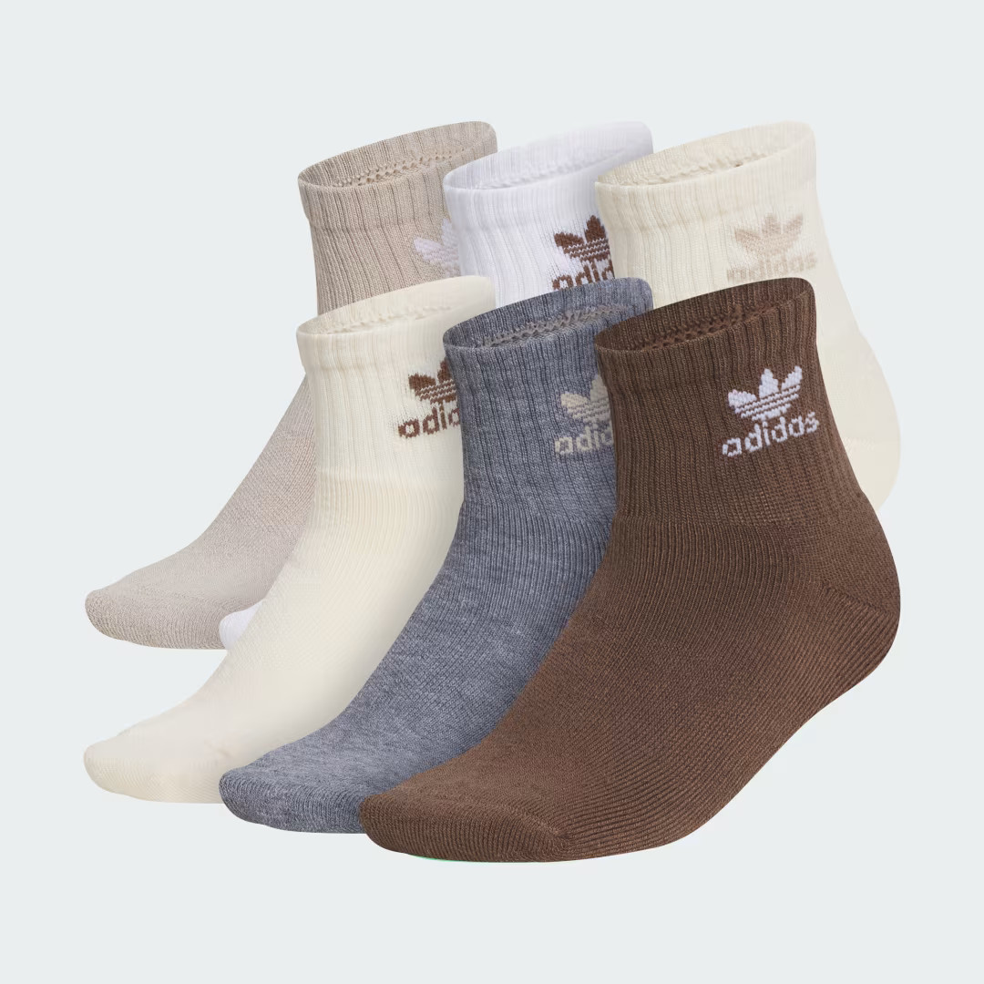 adidas Trefoil Quarter Socks 6 Pairs Beige M | adidas (US)
