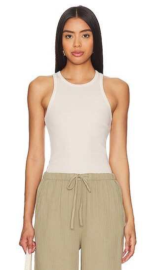 Green The Maya Racer Tank in Linen White | Revolve Clothing (Global)