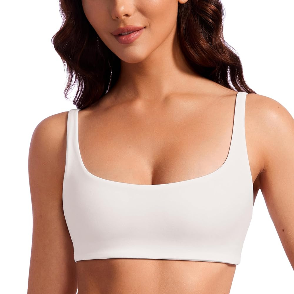 CRZ YOGA Butterluxe Spaghetti Strap Sports Bras for Women - Square Neck Yoga Wireless Low Coverag... | Amazon (US)
