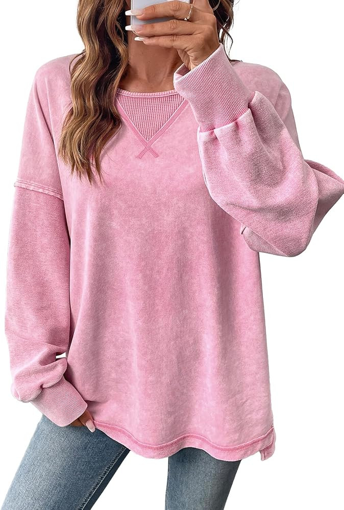 SHEWIN Women's Long Sleeve Crewneck Sweatshirt | Amazon (US)