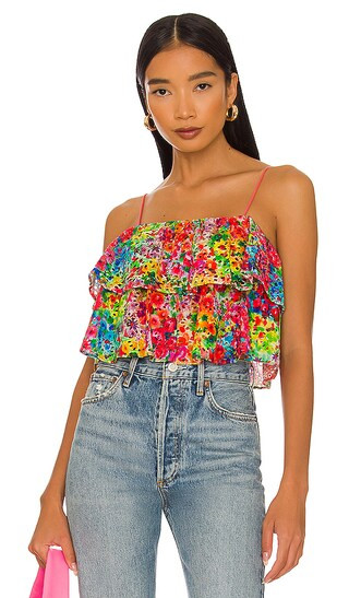 Marylynn Ruffle Crop top in Garden Floral | Revolve Clothing (Global)