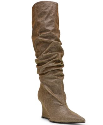 Steve Madden Womens Distortion Knee High Slouch Wedge Boots Regular Wide Calf | Macy's