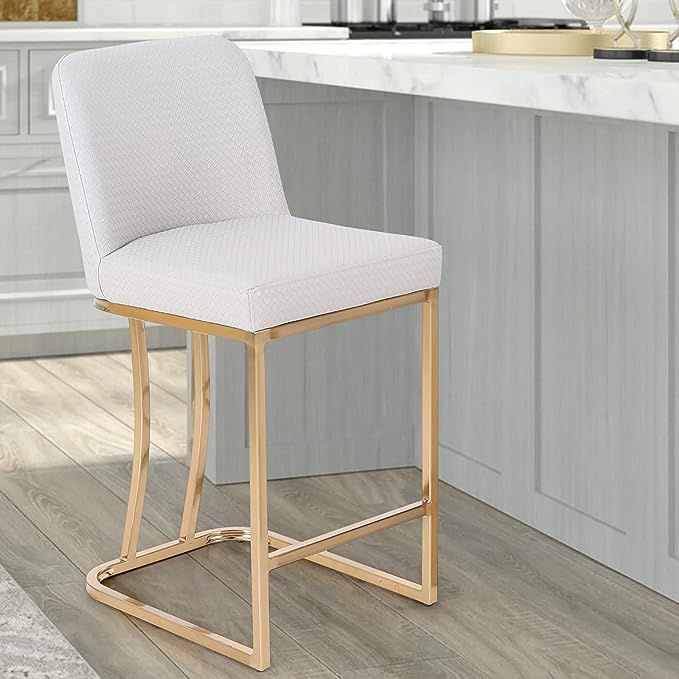 ALPHA HOME 24” Bar Stool Retro Design of Bar Stool Modern PU Leather Bar Chair Counter Height C... | Amazon (US)