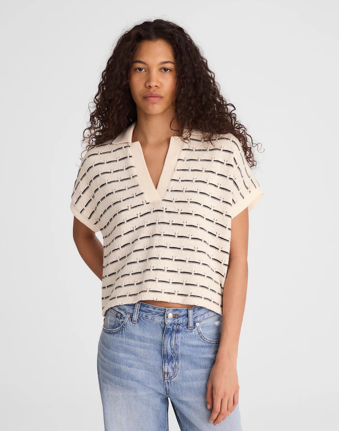 Diamond-Knit Relaxed Polo Shirt | Madewell