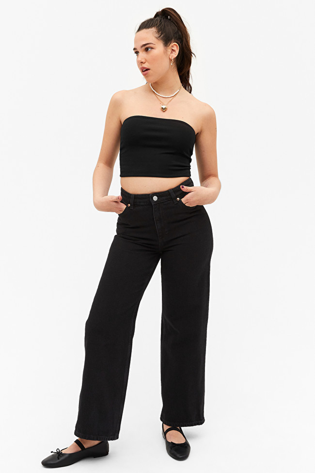 Online exclusive
                		
                		Yoko high waist wide black ankle jeans
    ... | Monki