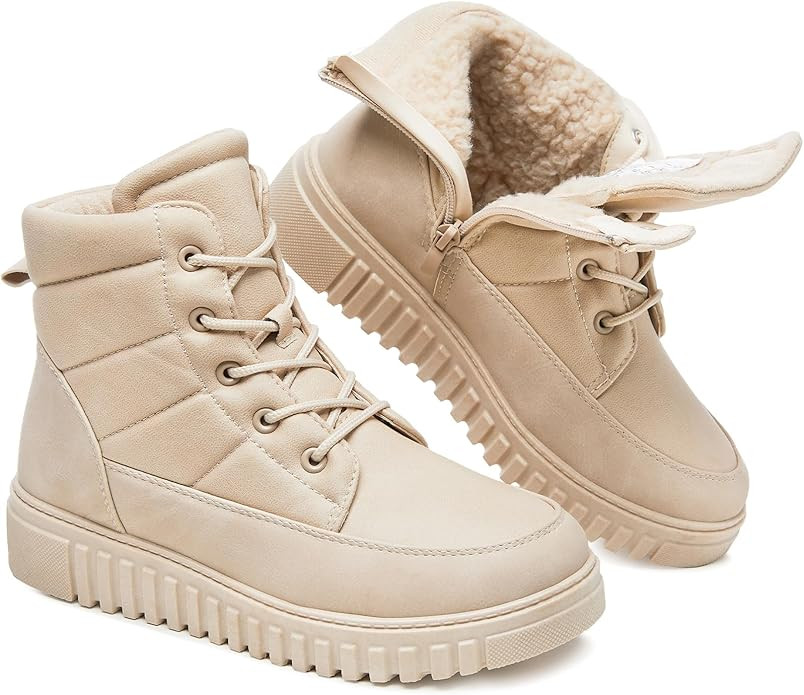 Shupua Boots for Women Winter Combat Boots Womens Ankle Boot Shoes Warm Snow Booties Hiking Sneak... | Amazon (US)