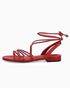 Ermonn Women's Lace-up Flat Sandals Strappy Open Toe Slingback CrissCross Casual Summer Slides | Amazon (US)