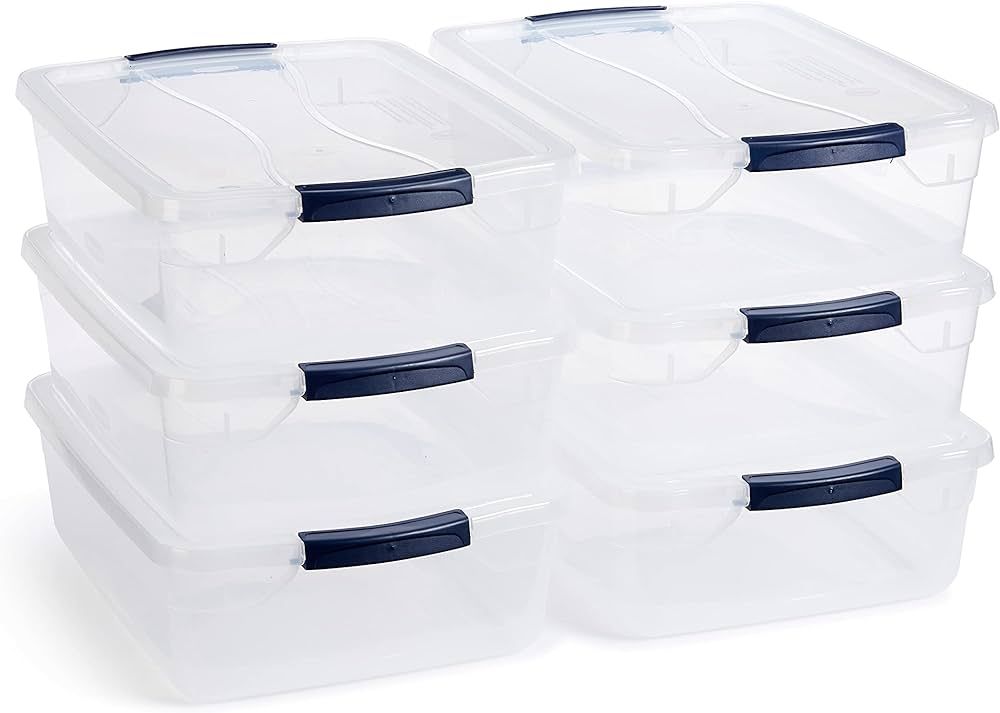 Rubbermaid Cleverstore Clear 16 Qt/4 Gal, Pack of 6 Stackable Plastic Storage Containers with Durabl | Amazon (US)