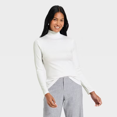 Women's Long Sleeve Ribbed Turtleneck Top - A New Day™ | Target