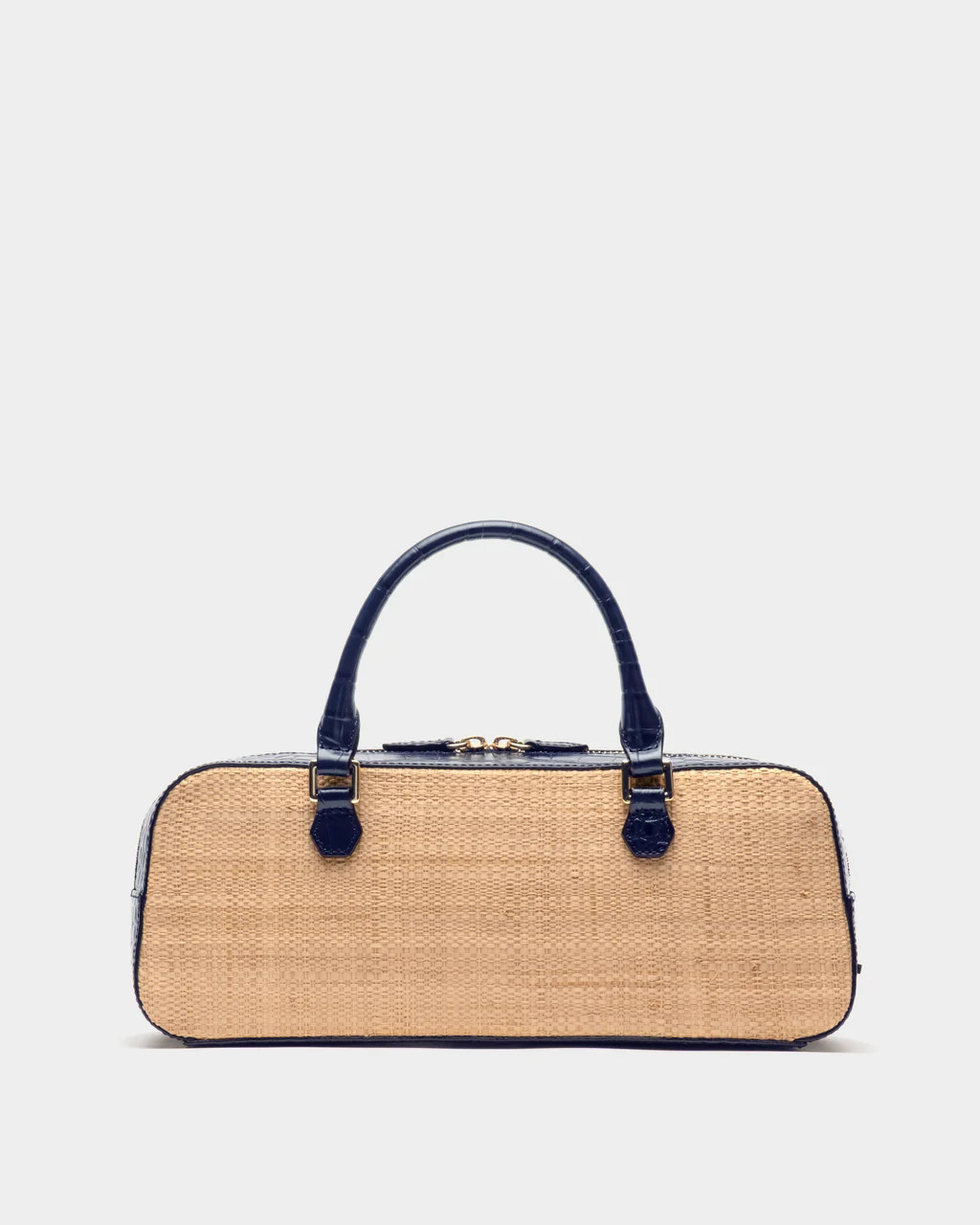 E/W Tote Raffia - Natural/Navy | Frances Valentine