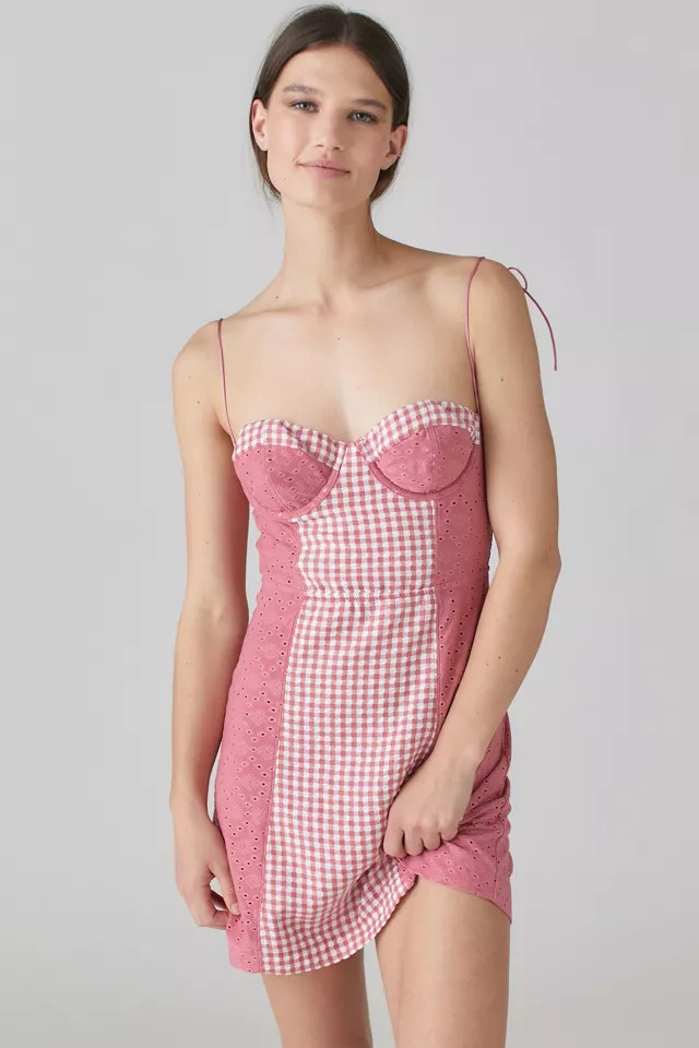 UO Felicity Eyelet Bustier Mini Dress | Urban Outfitters (US and RoW)