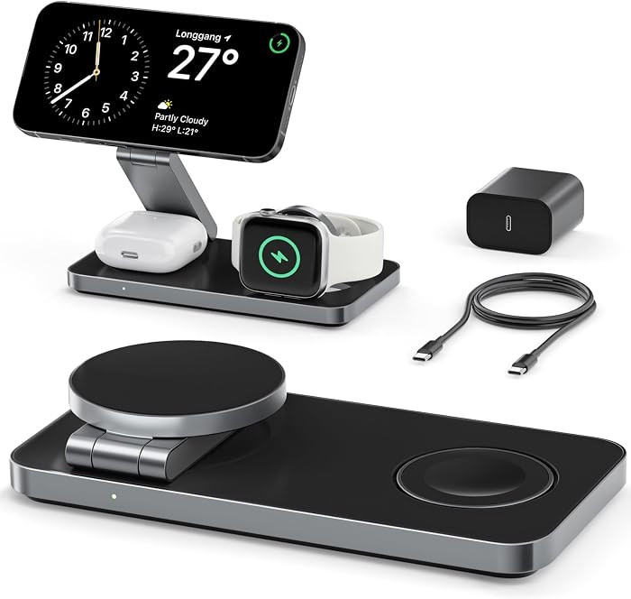 3 in 1 Wireless Charging Station, Magnetic Foldable Fast Mag-safe Charger Stand Compatible with A... | Amazon (CA)
