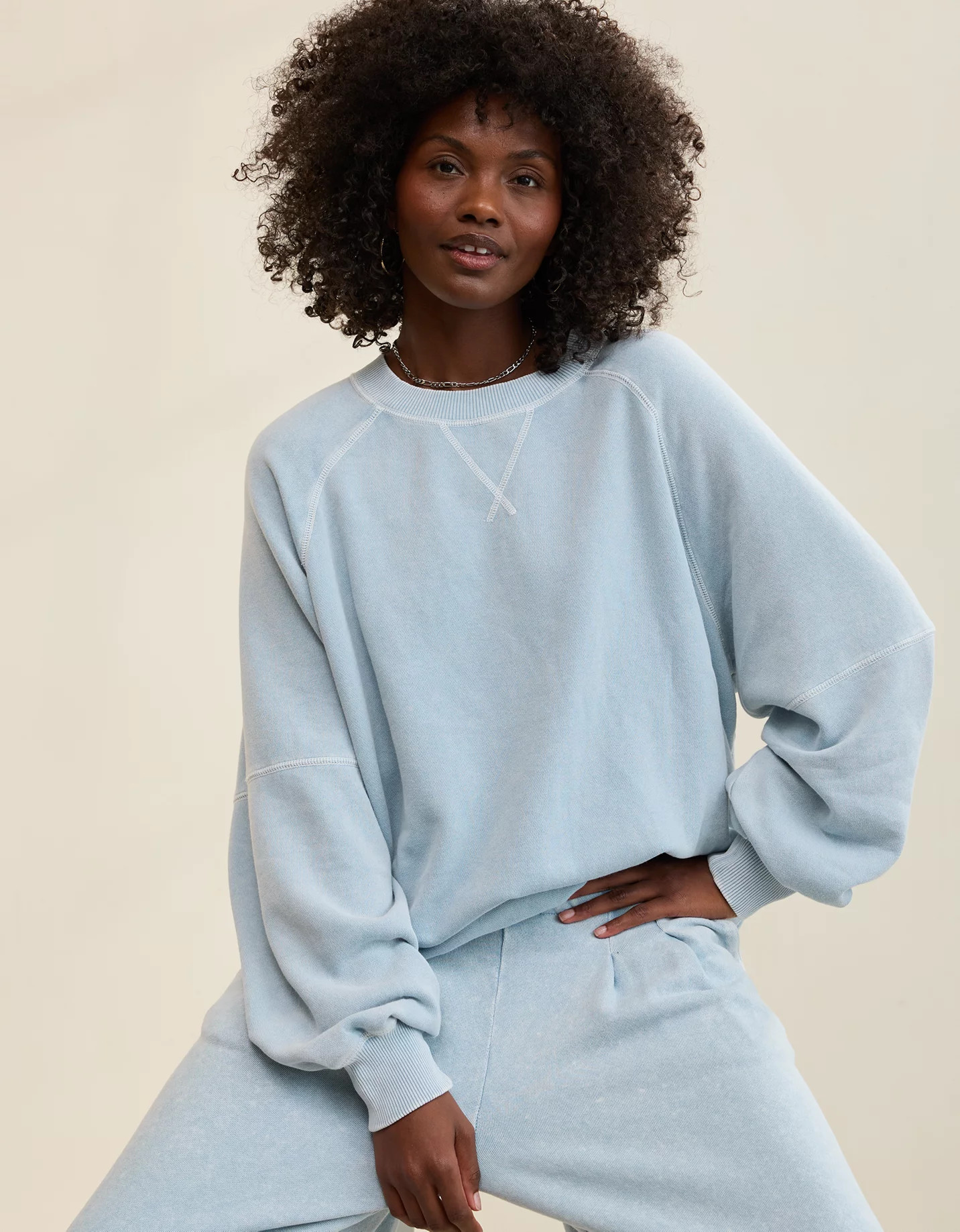 Aerie Go-To Boyfriend Sweatshirt Women's Cloud Wash XS | Aerie