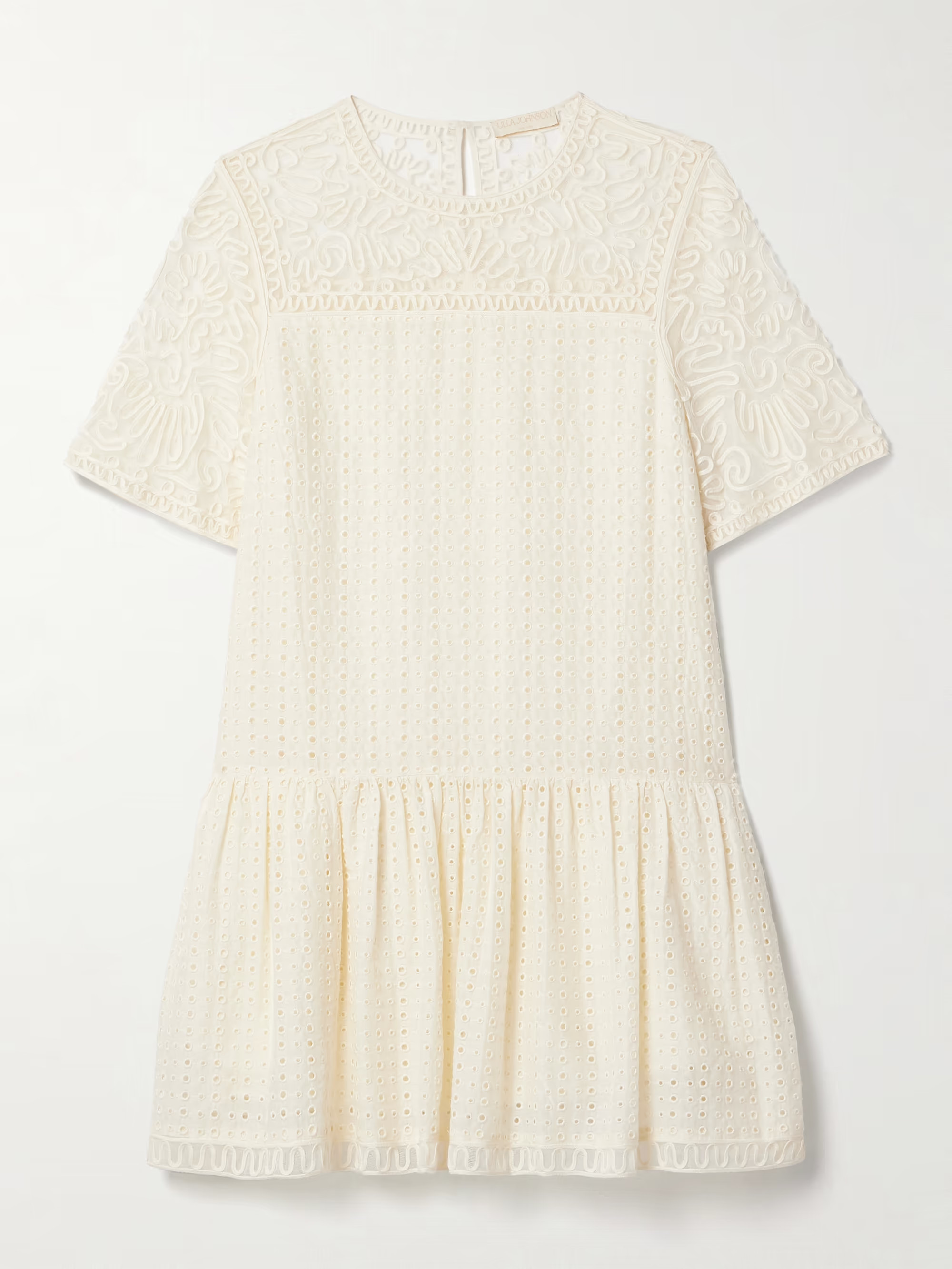 Gabi tulle-trimmed broderie anglaise cotton and silk-blend mini dress | NET-A-PORTER (UK & EU)